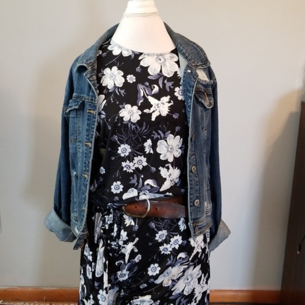 Navy blue flower dress XL